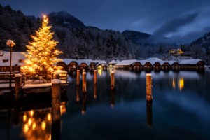Merry Christmas at Königssee, idyllic with snow Merry Christmas at Königssee, idyllic with snow